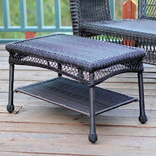 Jeco All-Weather Wicker Resin Outdoor Patio Coffee Table in Espresso