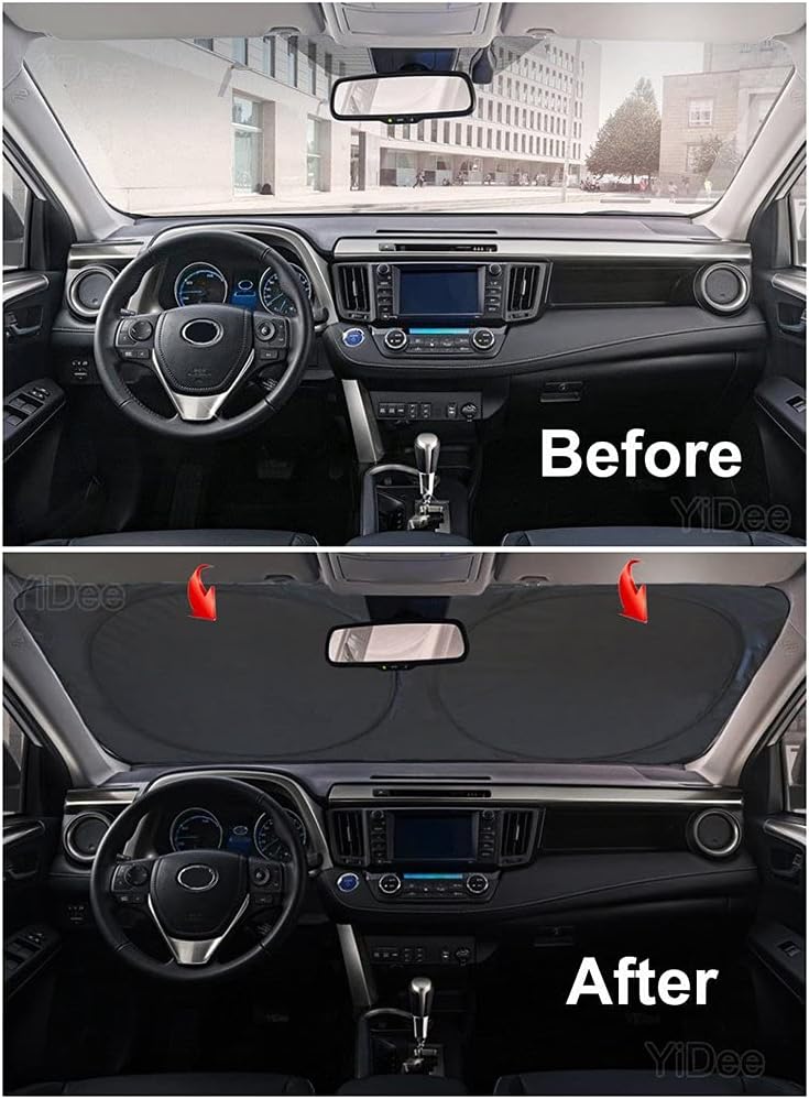YDOTUSE Windshield Sun Shade Car Window Shade UV Reflector Keeps Vehicle Cool Folding Sun Visor Heat and Sun Reflector (Large 63 x 33.9 inches)