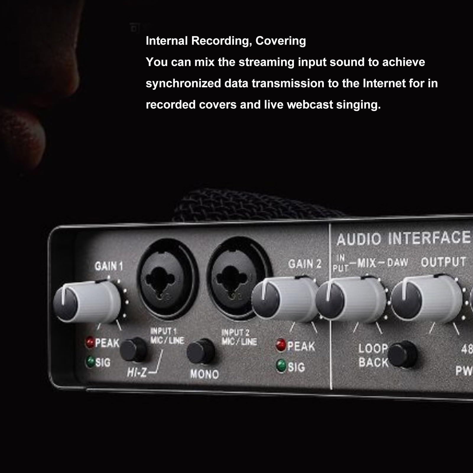 Interfaccia Audio con Alimentazione 48 V, 24 Bit 192 KHZ, Interfaccia Audio di Registrazione per Trasmissioni in Diretta, Registrazione Domestica, Produzione Musicale,