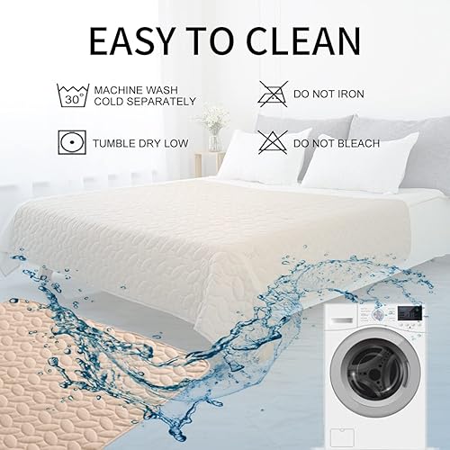 Miniatura 7 de Ameritex Funda de cama para mascotas, manta para cama de perro, para sofá y muebles, impermeable, nuevo diseño de patrón (30 x 70 pulgadas, beige)