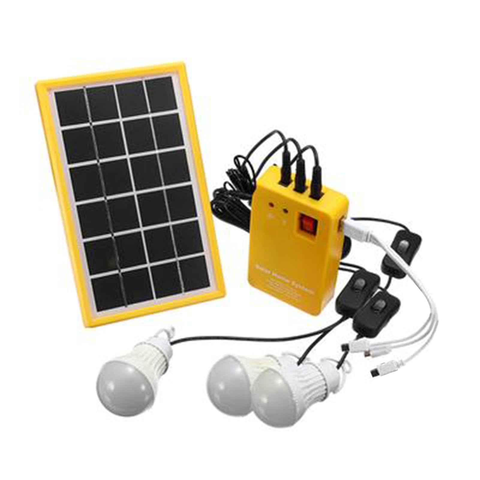 ABS Outdoor Portable Solar Panel Electric Generator 3 LED Bulb Power System Kit