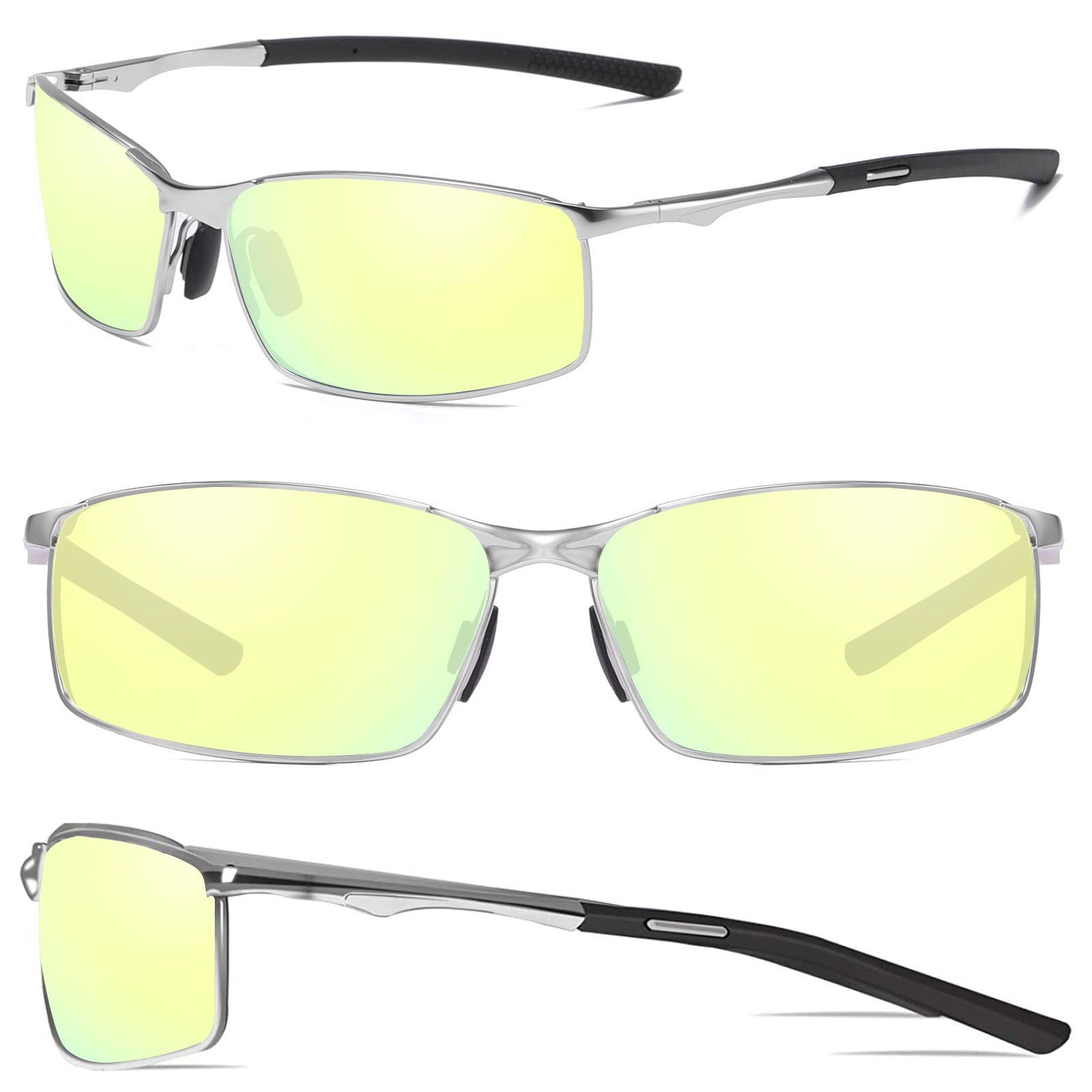 Occhiali da Sole da Uomo Donna Polarizzati Metallo Telaio Rettangolari Ultra Leggeri antiriflesso Protezione UV Moda Occhiali da Sole Cat 3 CE