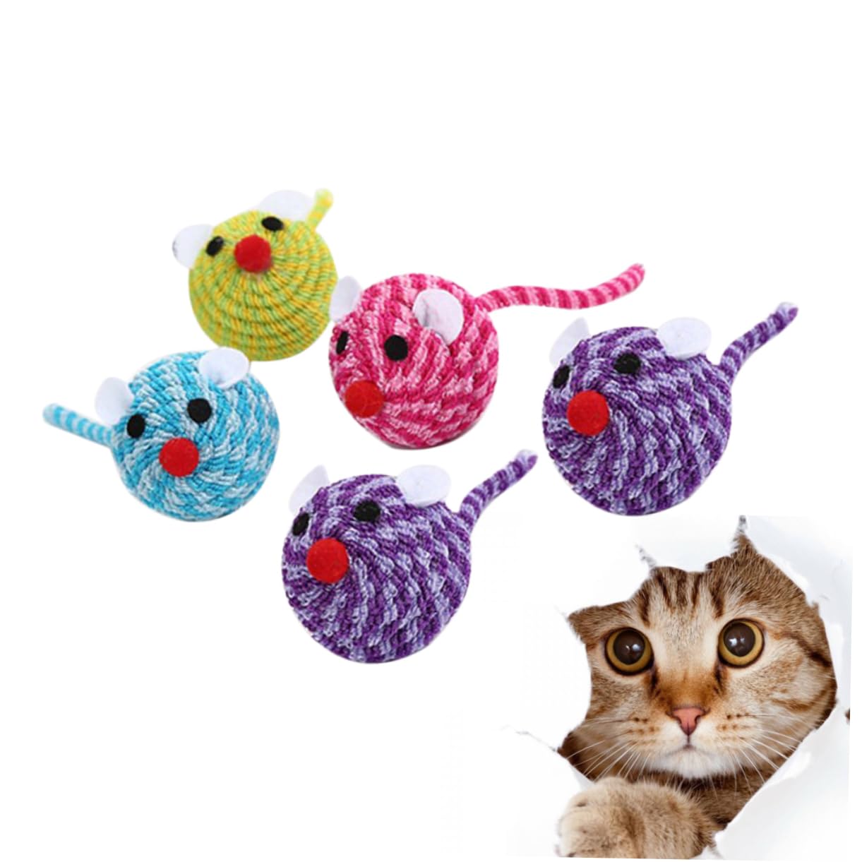 Kisangel 15 Piezas Juguetes para Gatos y Ratones Divertido Gato de Juguete Juguetes de Colores Cuerda Elastica Juguete para atrapar Gatos Juguete para Gatos Gato Mascota ratón Gato