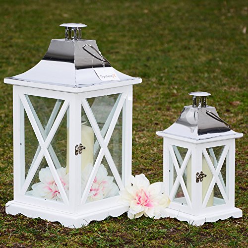 Systafex ML-1209 Laterne 33 cm und 49,5 cm Deko Gartenlaterne Holz...