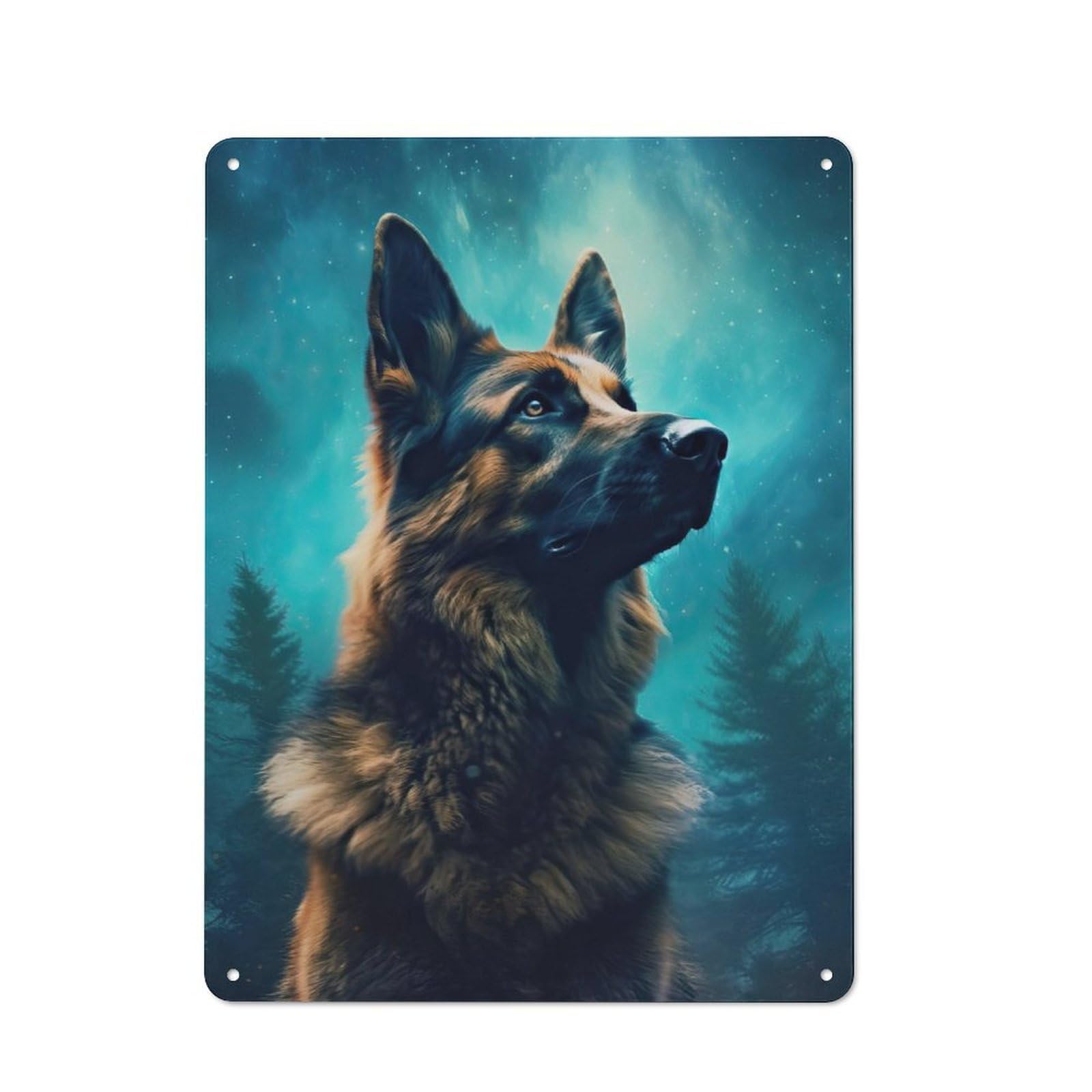 Junmoney German Shepherd Aurora Rustic Metal Sign 40X30cm For Café Or Restaurant, For Vintage Wall Decor Fans, For Living Room And Hallway Decor