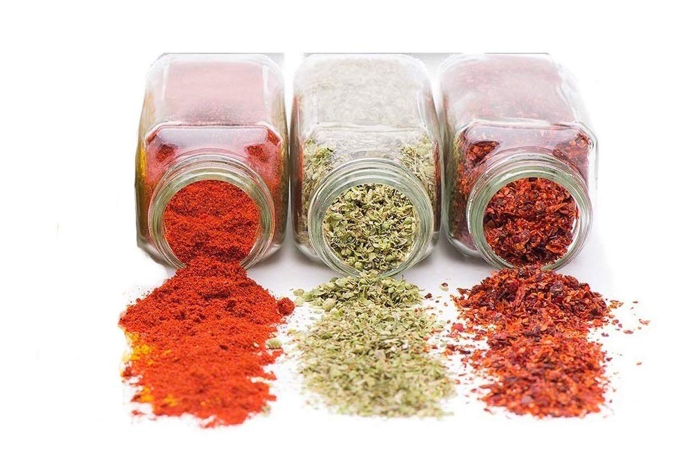 Square Glass Jar Spice Container Salt & Pepper Shaker Set, 135ml (6) — Amazon image 3