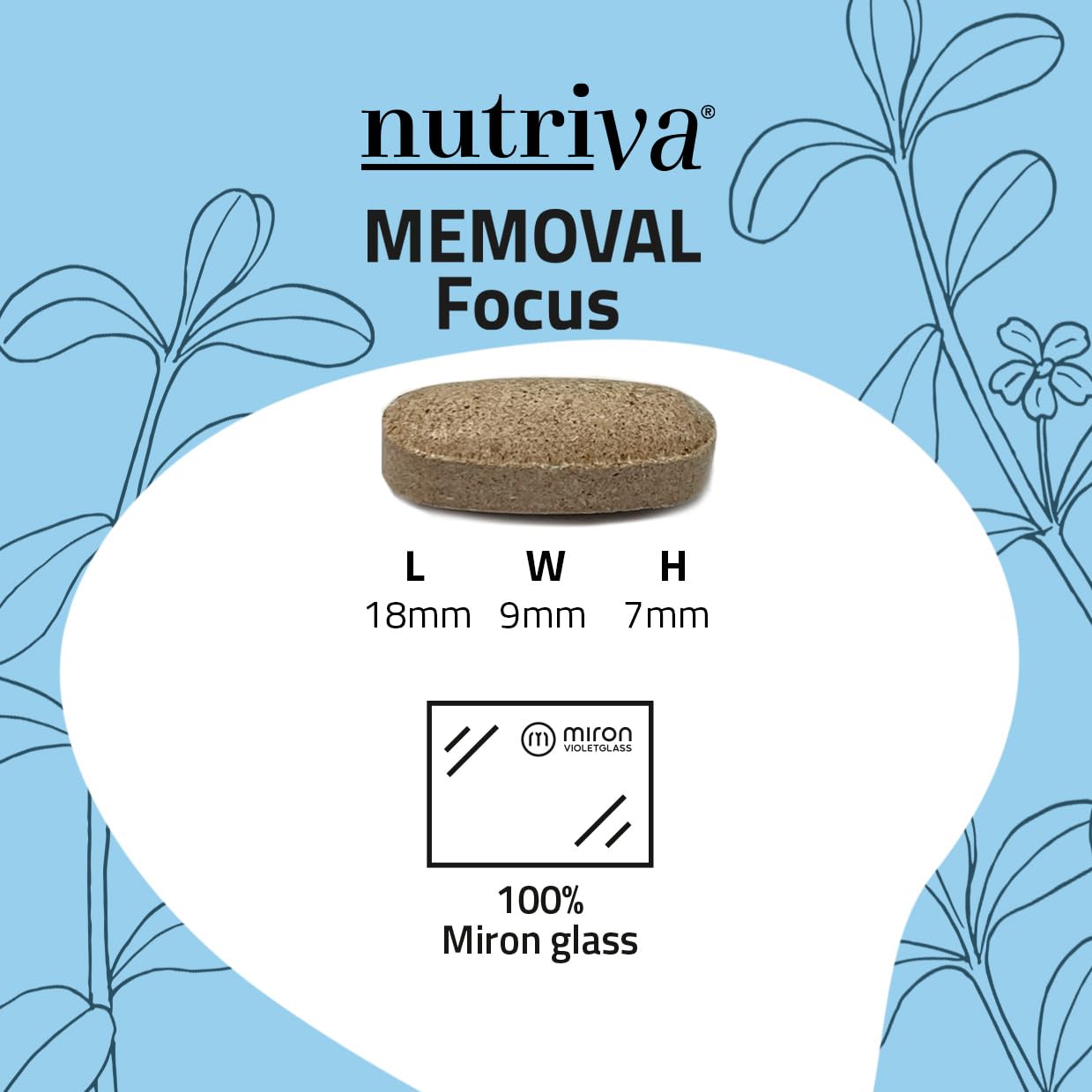 NUTRIVA Memoval Focus, Integratore alimentare a base di Bacopa, Colina, Ashwagandha, L-Glutammina, Vitamina B1. Utili al mantenimento della memoria e al benessere mentale. 30 compresse.