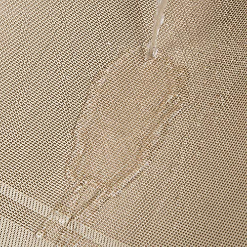 Image of Placemats, Washable PVC Table Mats, Woven Vinyl Placemat for Dining Table Place Mats Set (6 Placemats and 1 Table Runner, Beige-Frames)