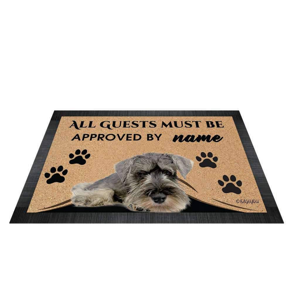'All Guests Must be zatwierdzona na zewnątrz wycieraczka z napisem My Love Dog sznaucer Welcome mata podłogowa spersonalizowana nazwa 60 cm x 40 cm