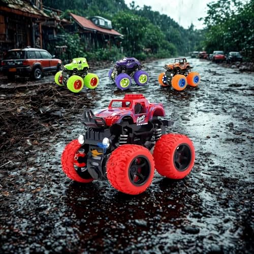 Image of Friction Powered Monster Truck Toy for Kids | Push & Go 4WD Off-Road Car for Kids | Amazing Stunts, Vibrant Colors for Boys & Girls, Fun Play 360 Drift Stunt Car (PACK OF 1) (Color As per Stock)