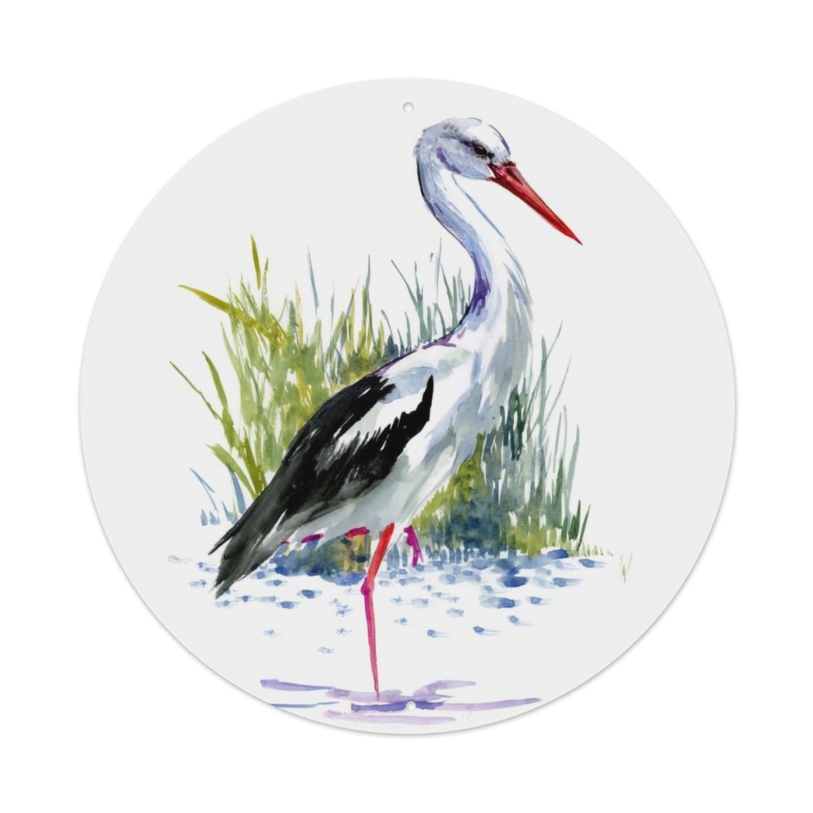 Animal Birds Artwork White Storks in The Marsh Vintage Metal Tin Sign Plaque Wall Decor for Cafe, Club Bar, Office, Garden Metal Poster 8x8Inch