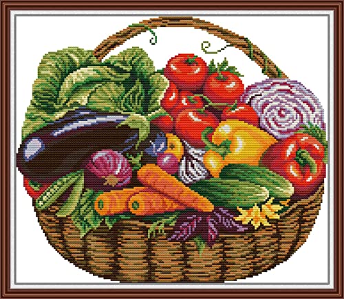 Broderie point de croix légumes pour décorer votre cuisine