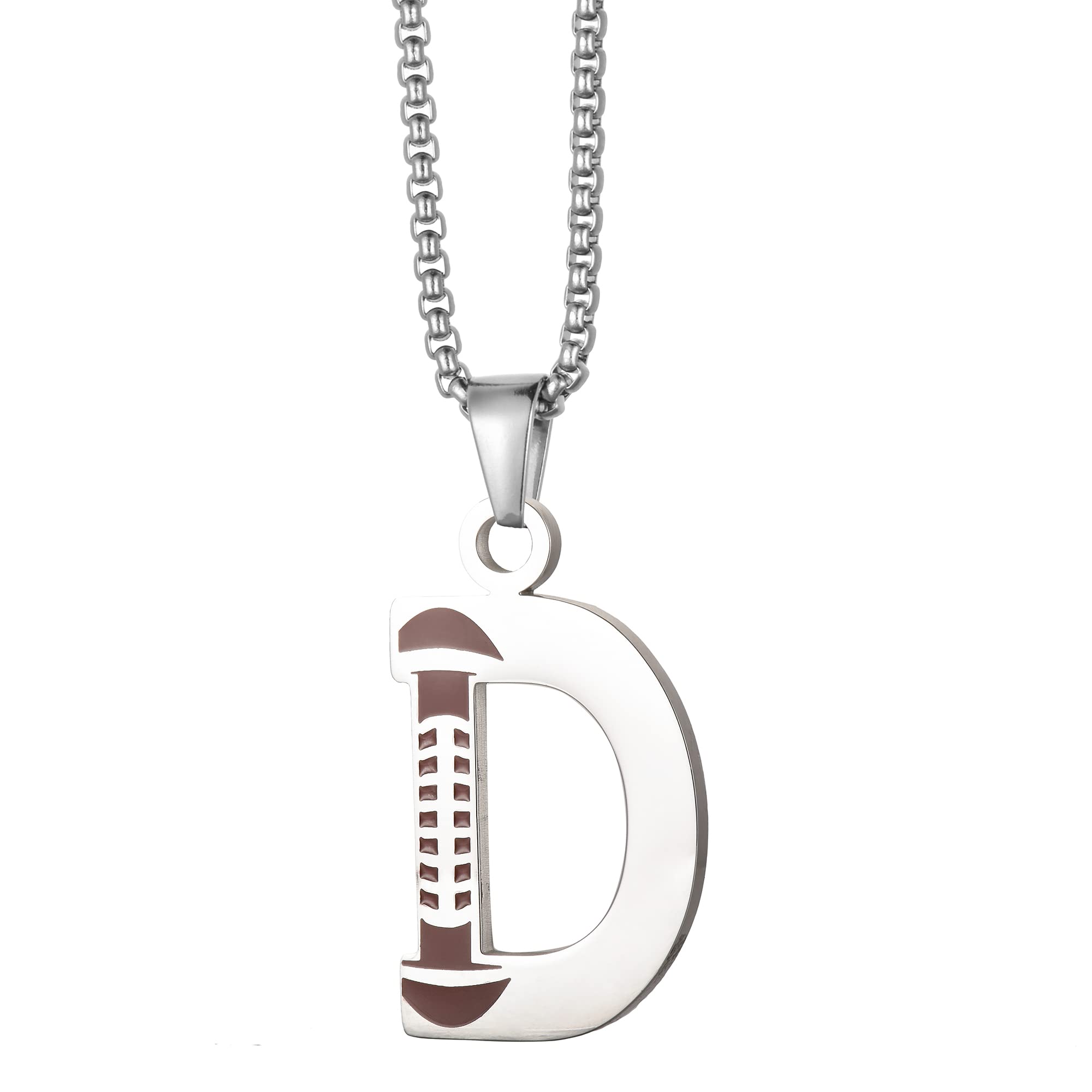 EZUY GNAY Letter Football Stainless Steel Football Necklace Player Number Pendant Silver Athlete LetterJewelry, Metal, not known