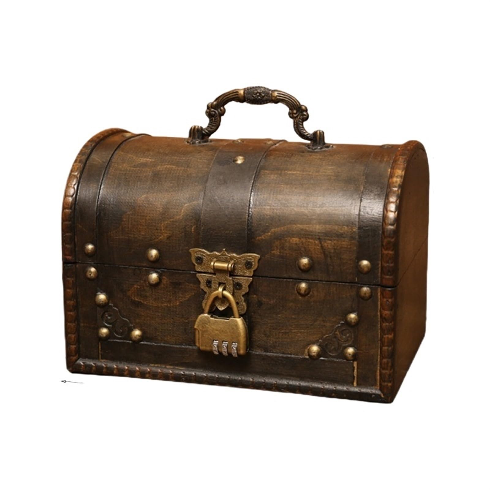 YShiuoL Wooden Storage Box Wooden Jewelry Storage Box Vintage Treasure Chest For Organizer(Color3)