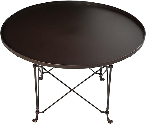 Creative Co-Op Mesa de centro redonda de metal estilo bandeja