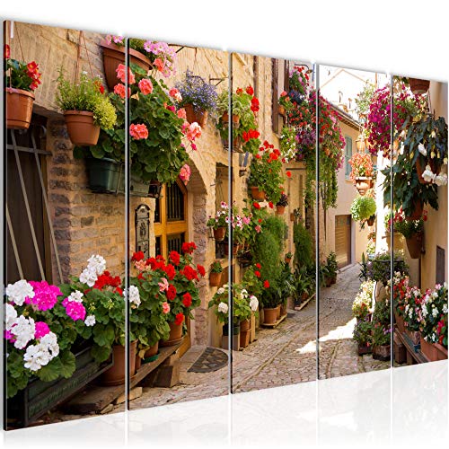 Runa Art Tableau mural XXL Toscane Italie 200 x 80 cm Coloré 5 parties - 024755a