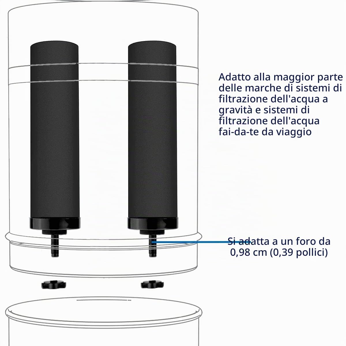 Huining 2 filtri per acqua nera, sistema di filtraggio dell'acqua a gravità per uso domestico, compatibile con Berkey