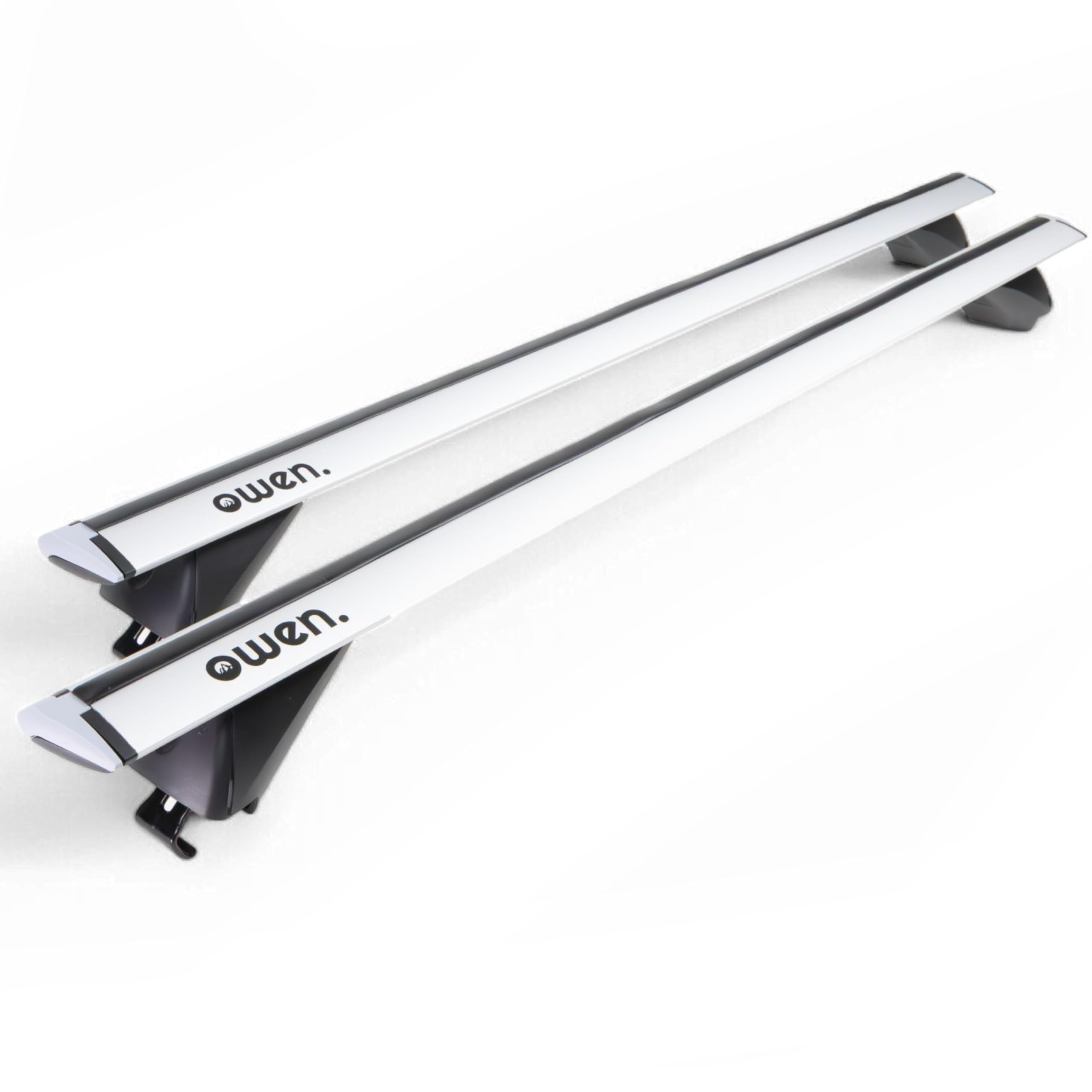 Owen 3.0 Pro Argent 135cm - Barres de Toit universelles pour Rails fermés & affleurants | Capacité de 90 kg | Montage en 2 Min | Certifié TÜV | Performance supérieure pour Votre Voiture