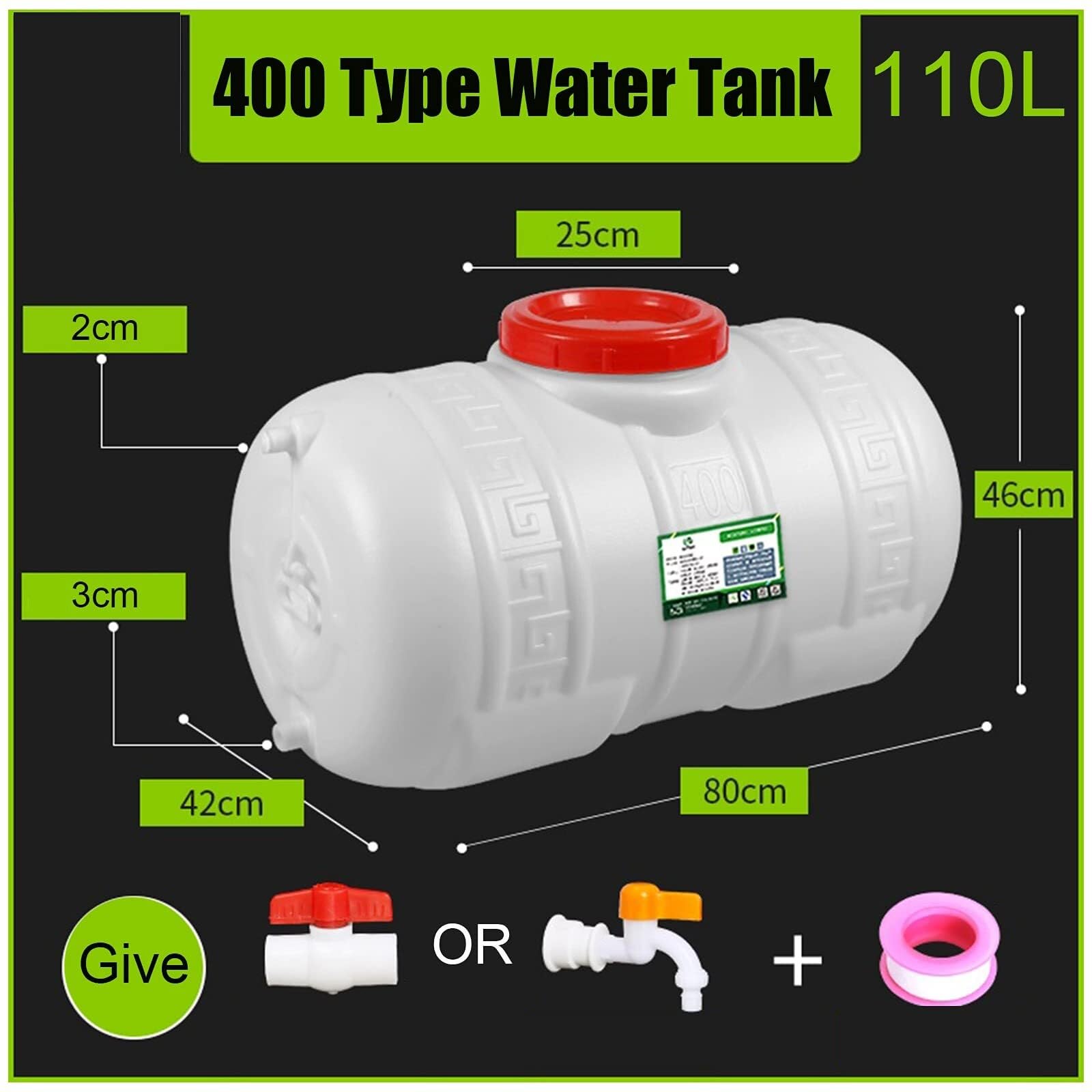 LICOME White 75L/110L/150L Water Tank Plastic Bucket Food-Grade Cylindrical Thickened Water Tower with Faucet for Household Water Storage Drinking Water Container(110L)
