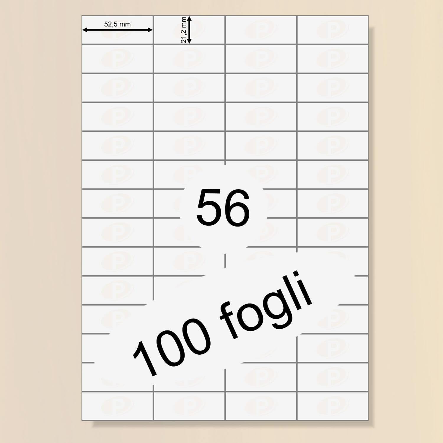 Printation Etichette universali 52,5 x 21,2 mm – 28000 adesivi su 500 fogli A4 da 4x14 52,5 x 21,2 – 56 Etichette 52,4x21,2 per Foglio – carta adesiva/etichette adesive bianche stampabili 3668 4273