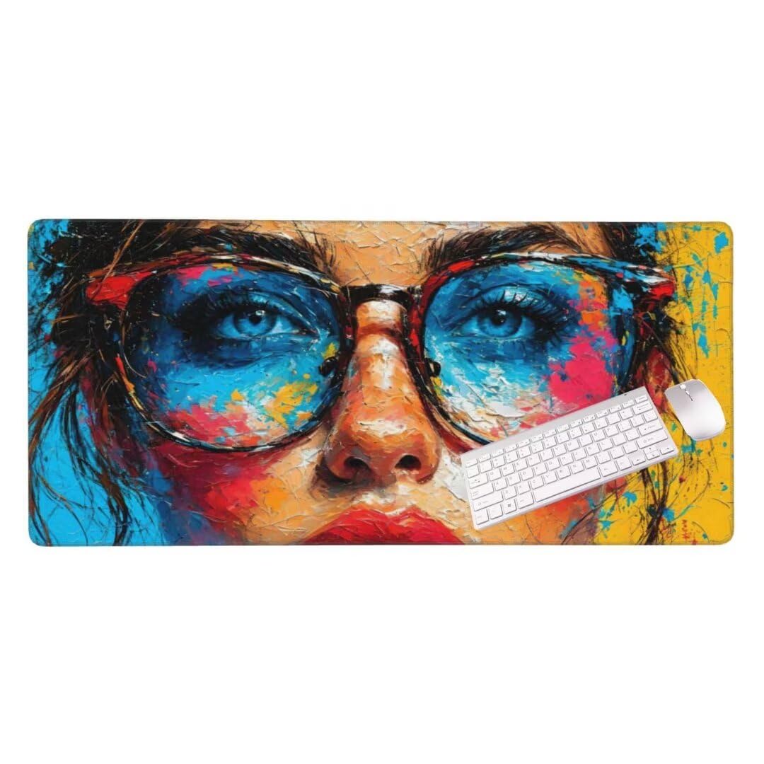 Alfombrilla de ratón 1400x600x3 MM, Alfombrilla Ratón XXL Extendida de Gran Tamaño con Bordes Cosidos, Base de Goma Antideslizante Almohadilla para Teclado, Mujeres Europeas S-10361