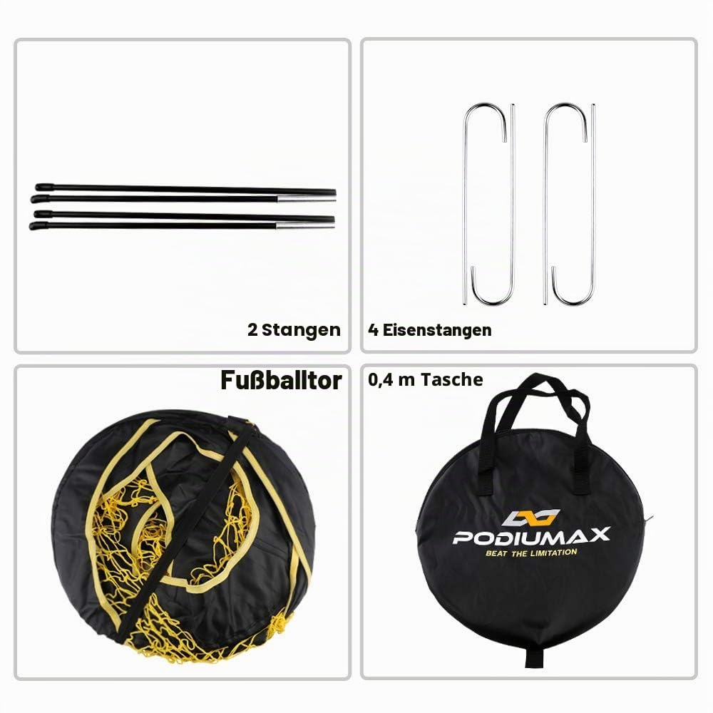 PodiuMax Fußballtor für Kinder im Garten, 2 in 1 Klappbares Pop-Up Fußballtore, Torwandtrainer für Indoor/Outdoor, Fußballtor Trainer mit Tragetasche, 120 * 80 * 80cm