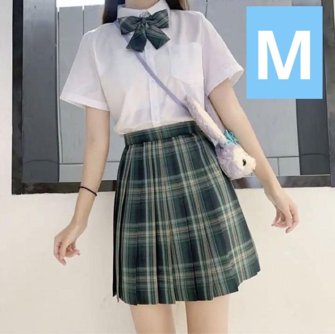 Amazon.co.jp: 制服 スカート 女子高生 コスプレ リボン付き JK制服 M  