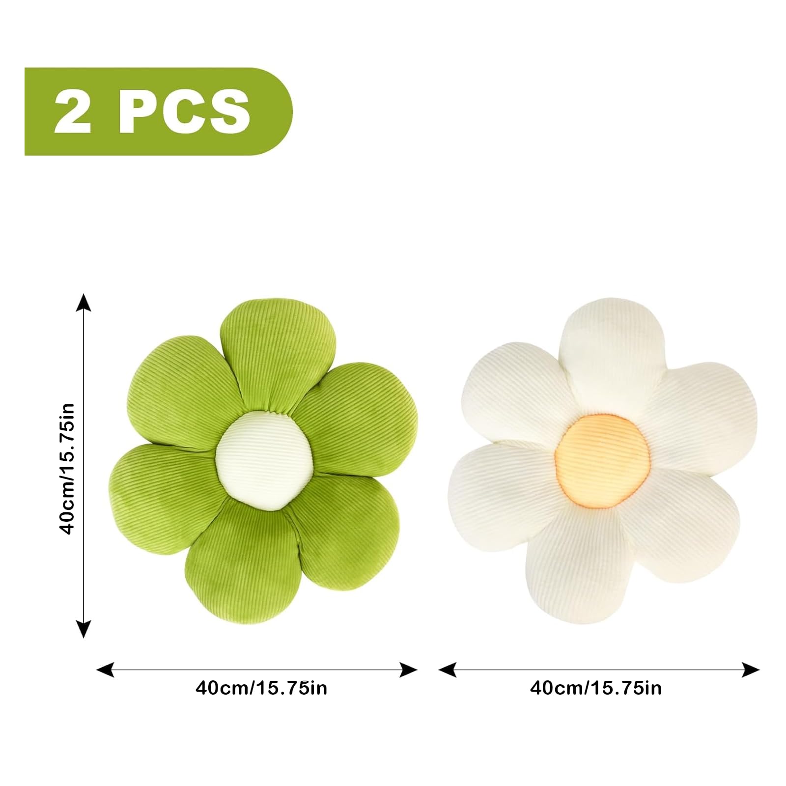 Blumen Bodenkissen 2er Set - Weiche Blütenkissen 38x38cm Für Boden, Sofa & Sitzgelegenheiten