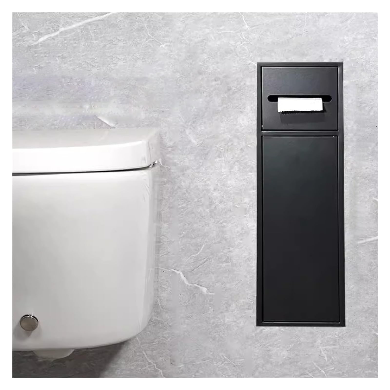 QUSYZD Stainless Steel Bathroom Niche for Wall-Inserted Toilet Roll Holder, Storage Rack, and Brush, Perfect for Bathroom Hotel, Embedded Design Recessed Shelf,Black-66x20x14cm