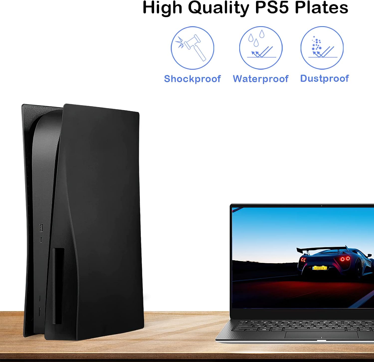 Face Plate Cover Shell for PS5 Disc Edition Console Faceplates, Accessories Compatible with PlayStation 5 Protective Replacement Panels (Black)