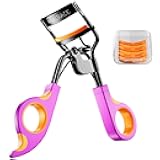 Eyelash Curlers with 6PCS Extra Replacement Pads, Premium Quality Eye Lash Curler, Superior Curling Effect, Easy to Hold and Use, Mother's Day Gifts for Her - Orange Purple Handle