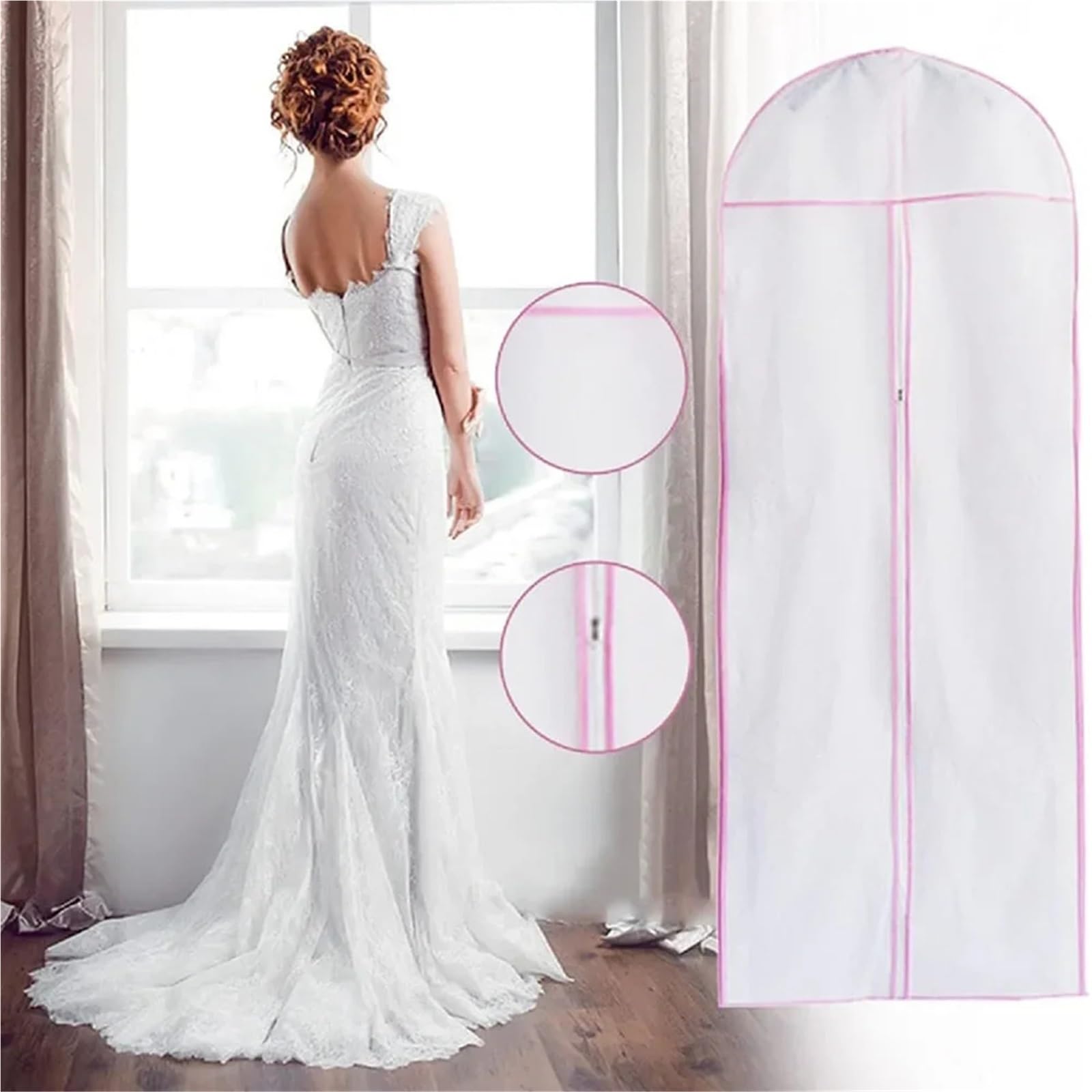 Funda Ropa Funda protectora for vestido de novia, 1/2/5 unidades, 180 cm, for colgar ropa de novia, traje, abrigo, bolsa de almacenamiento for el hogar.(5Pcs)