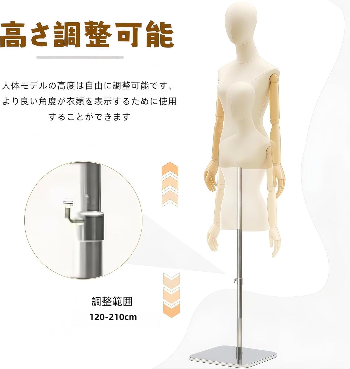 トルソー マネキン 女性　腕付き　高さ調整可能 Amazon.co.jp: TUIYIDUO レディースマネキン 腕付きトルソー 高さ 120