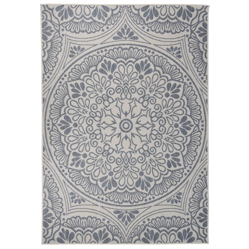 Tapis extérieur bleu 160x230 idéal pour vos salons de jardin et balcons modernes