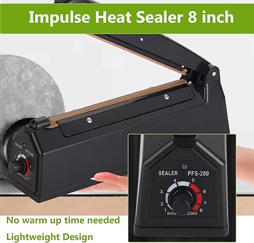 Miniatura 7 de Sellador térmico por impulso de 8 pulgadas, máquina de sellado térmico manual de bolsas de polietileno, selladora térmica para bolsas de plástico,