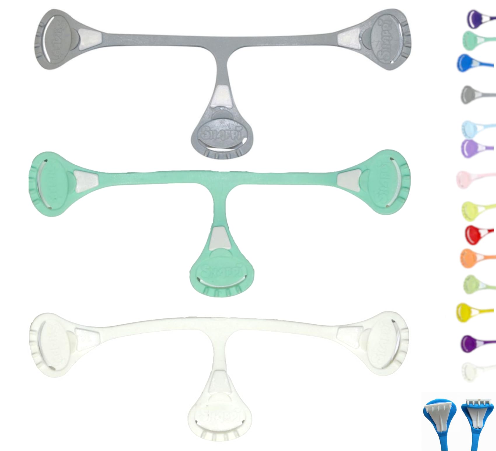 Snappi Windelklammer für Mullwindeln Stoffwindeln | 3er Pack (Grau/Mint/Weiß, 1: bis 18 Monate)