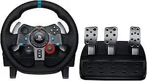 Logitech G29 Driving Force Racing Wheel and Floor Pedals, Real Force Feedback, Stainless Steel Paddle Shifters, Leather Steering Wheel Cover for PS5, PS4, PC, Mac - Black
