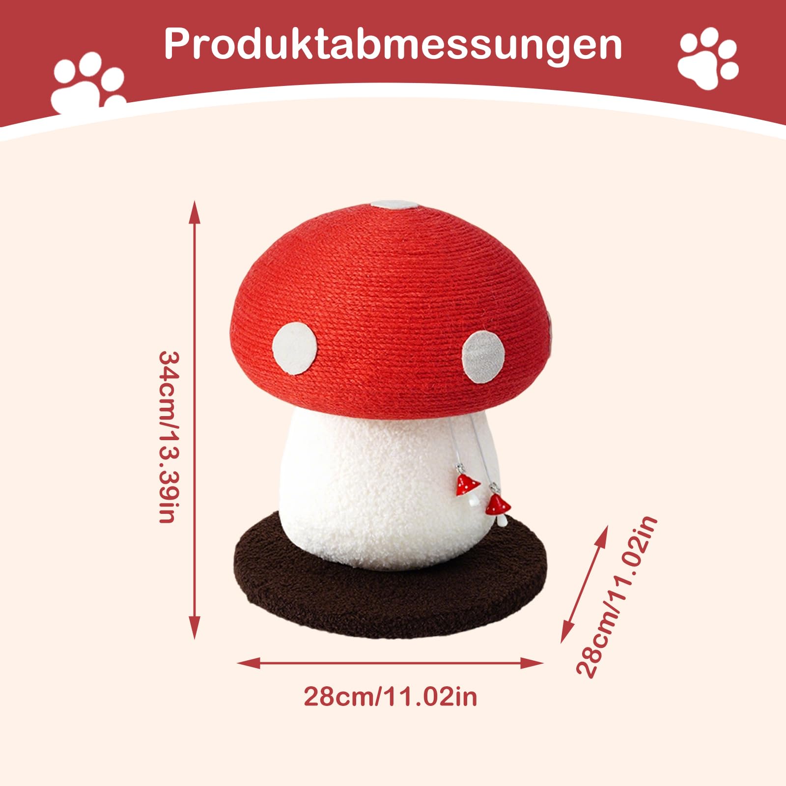 Pilz-Kratzbaum für Katzen, Niedlicher Sisal-Kratzpfosten Stabil Katzenmöbel für Kätzchen und kleine Hauskatzen (Pilze)