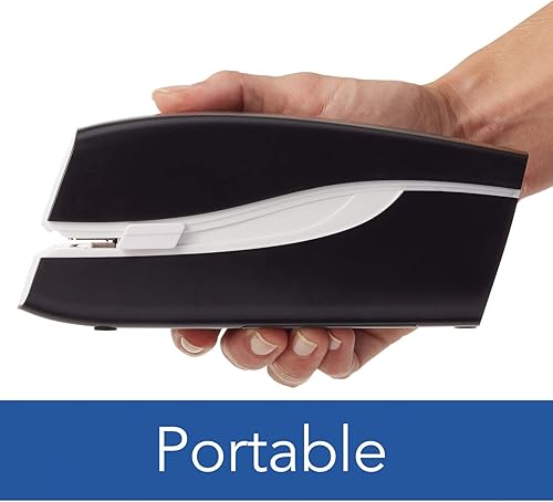 Miniatura 4 de Swingline Engrapadora eléctrica, compacta, tira completa, capacidad de 20 hojas, adaptador de CA o funciona con pilas, portátil, negro (48200) y