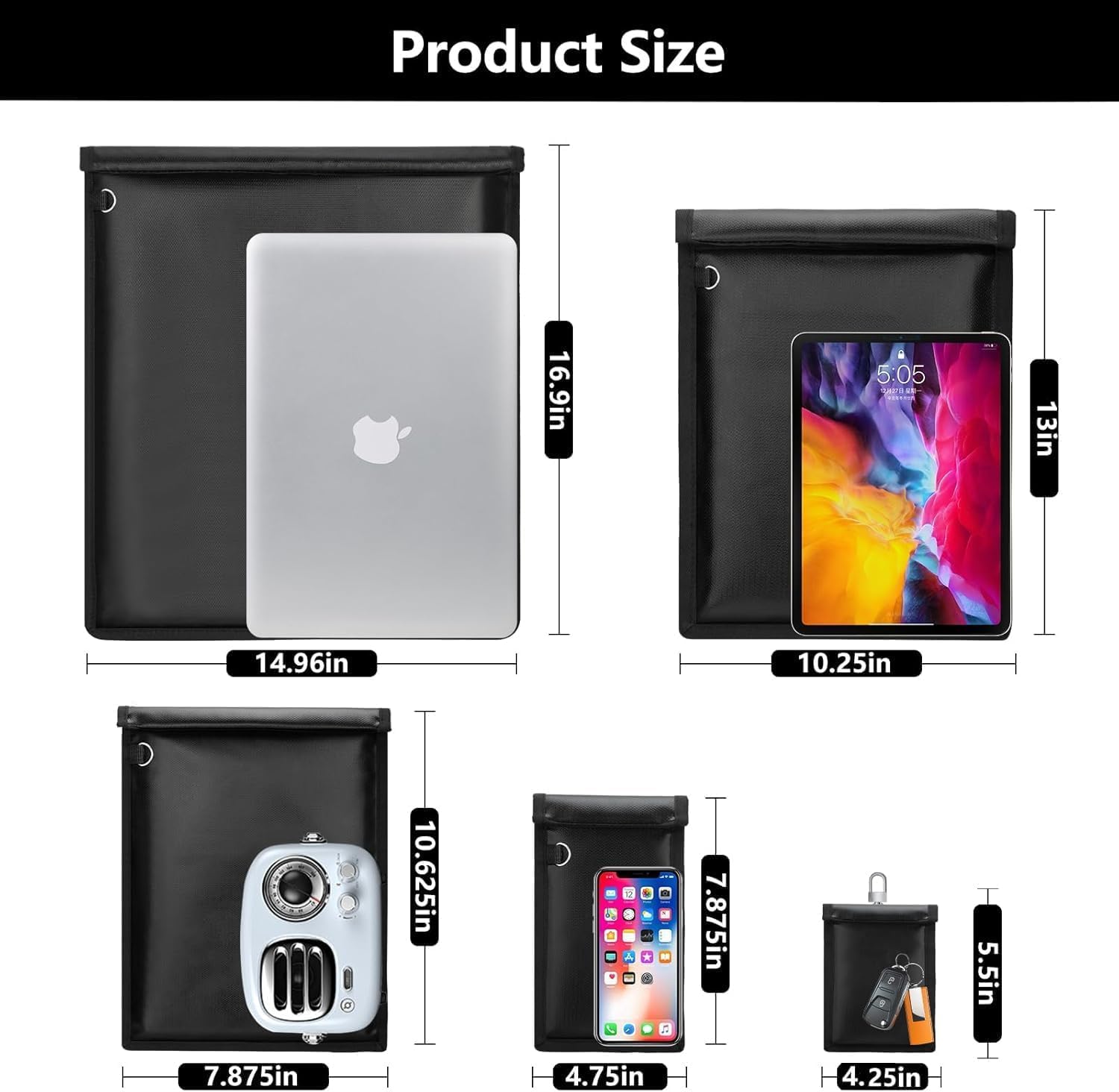 Faraday Bags - Bolsa grande Faraday para teléfonos, portátiles, tabletas y llaves de coche