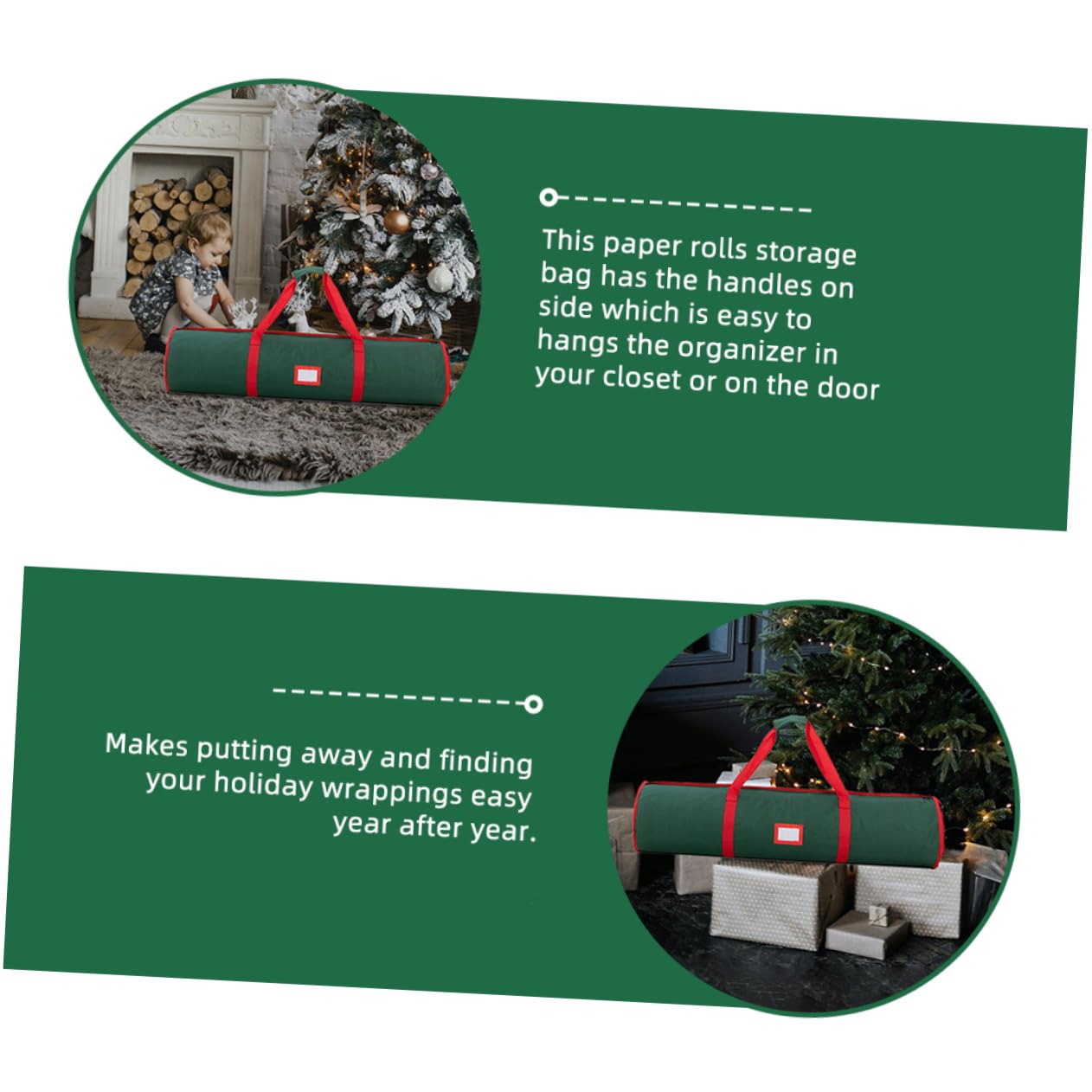 RORPOIR Xmas Supply Wrapping Paper Storage Organizer Bag 600d Oxford Easy to Find Zipper Seal