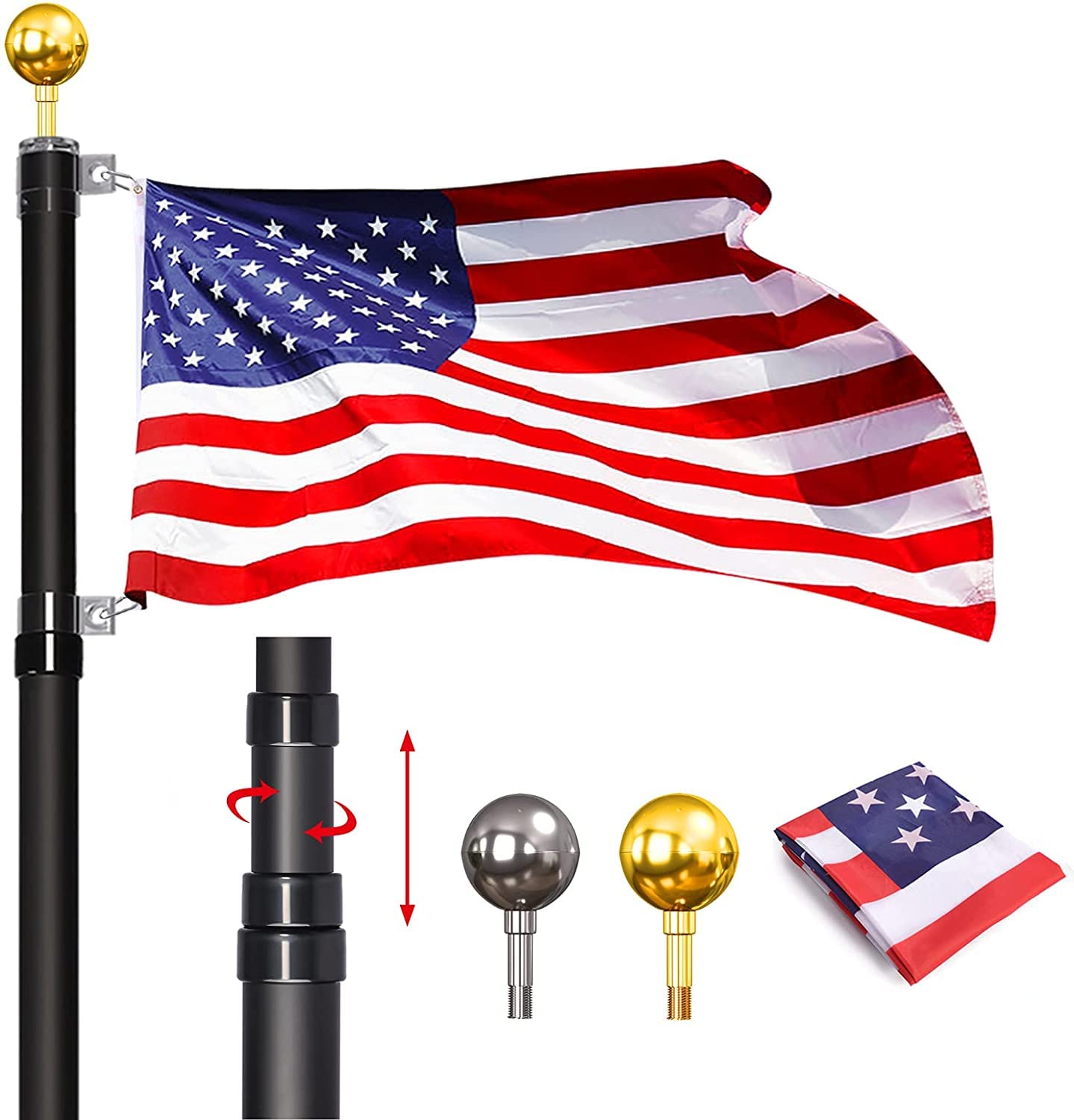 20ft Telescoping Flag Pole Kit Telescopic Tube