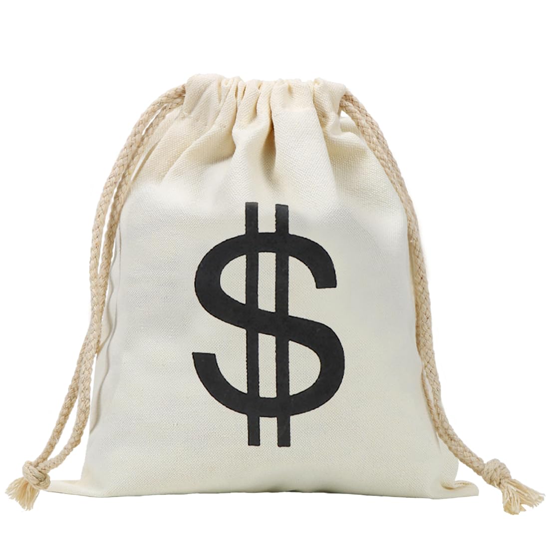 35 x 40 cm Money Bag with Dollar Sign, White Bank Robber Money Bag, Dollar Sign Fabric Bag, Money Bag, Coin Bag, Thief Costume Accessory for Carnival, Halloween, Cosplay