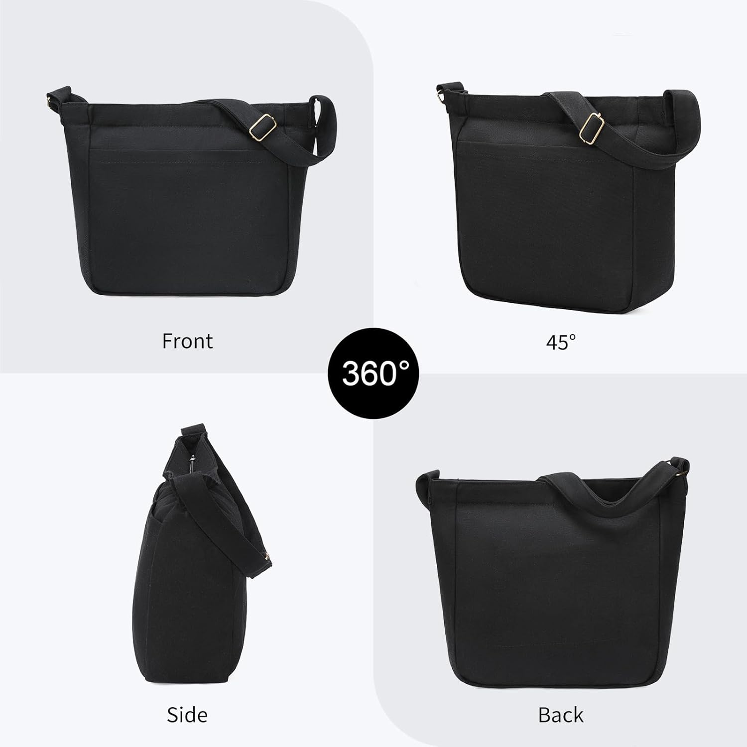 Canvas Tote Bag for Women Casual Hobo Crossbody Shoulder Bag Large Purse Messenger Bag with Zipper Travel Work - Image 5