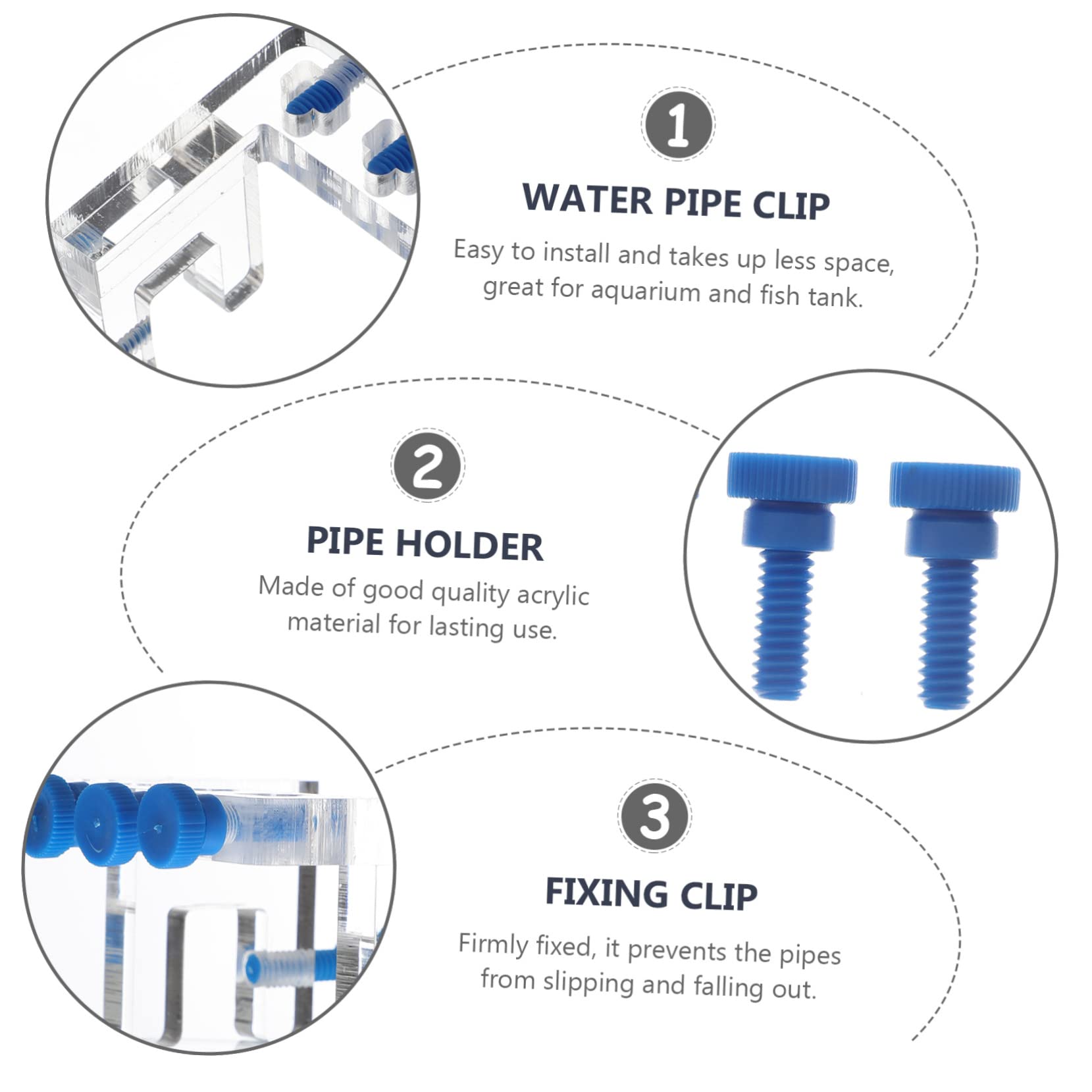 Abrazadera De Fijación para Acuario 3 Unidades para Tubería De Agua Soporte De Tubo De Dosificadora De Acrílico para Pecera