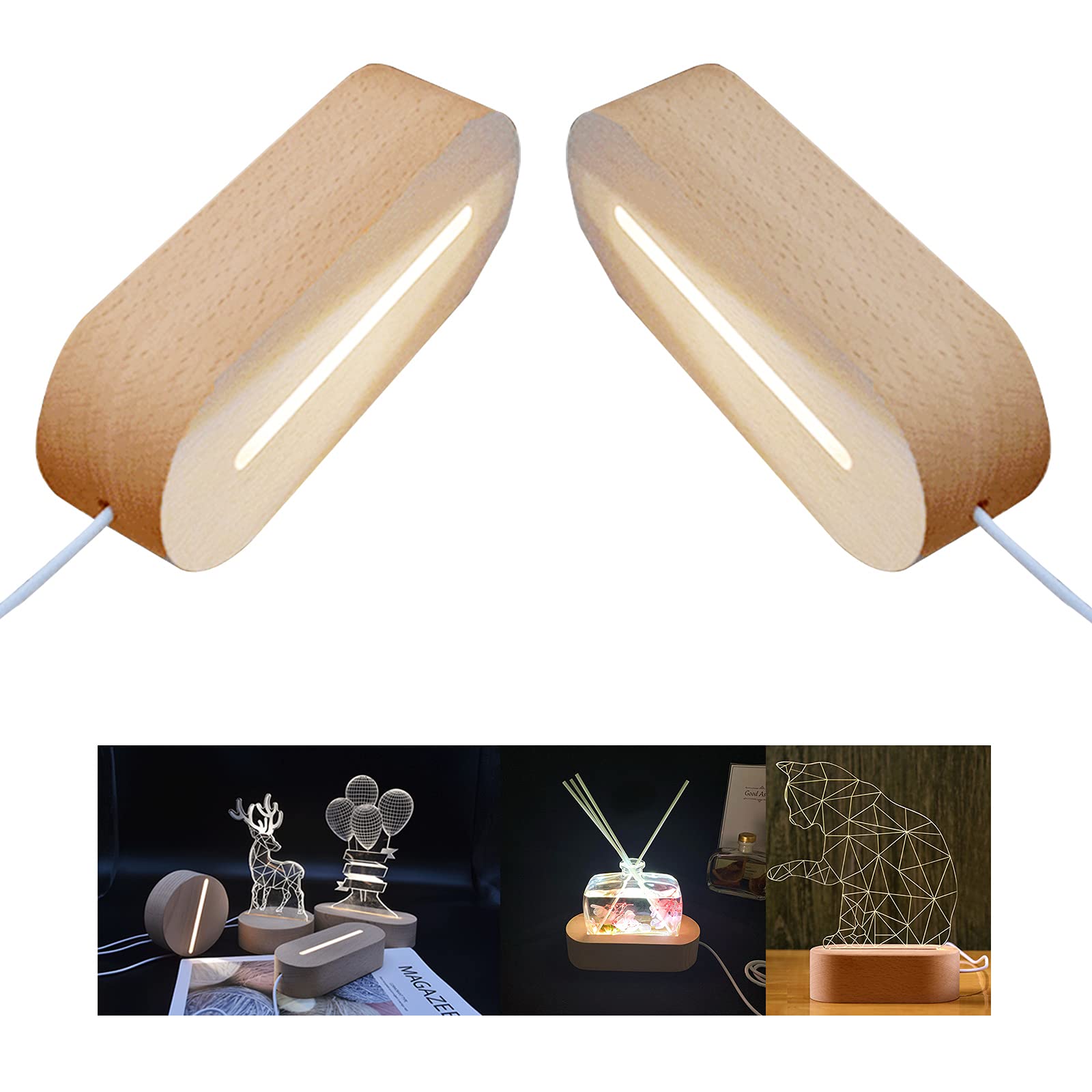Base LED In Legno Con Piastra Acrilica - 7 Colori Regolabili, Per Display E Decorazioni - Foto 5