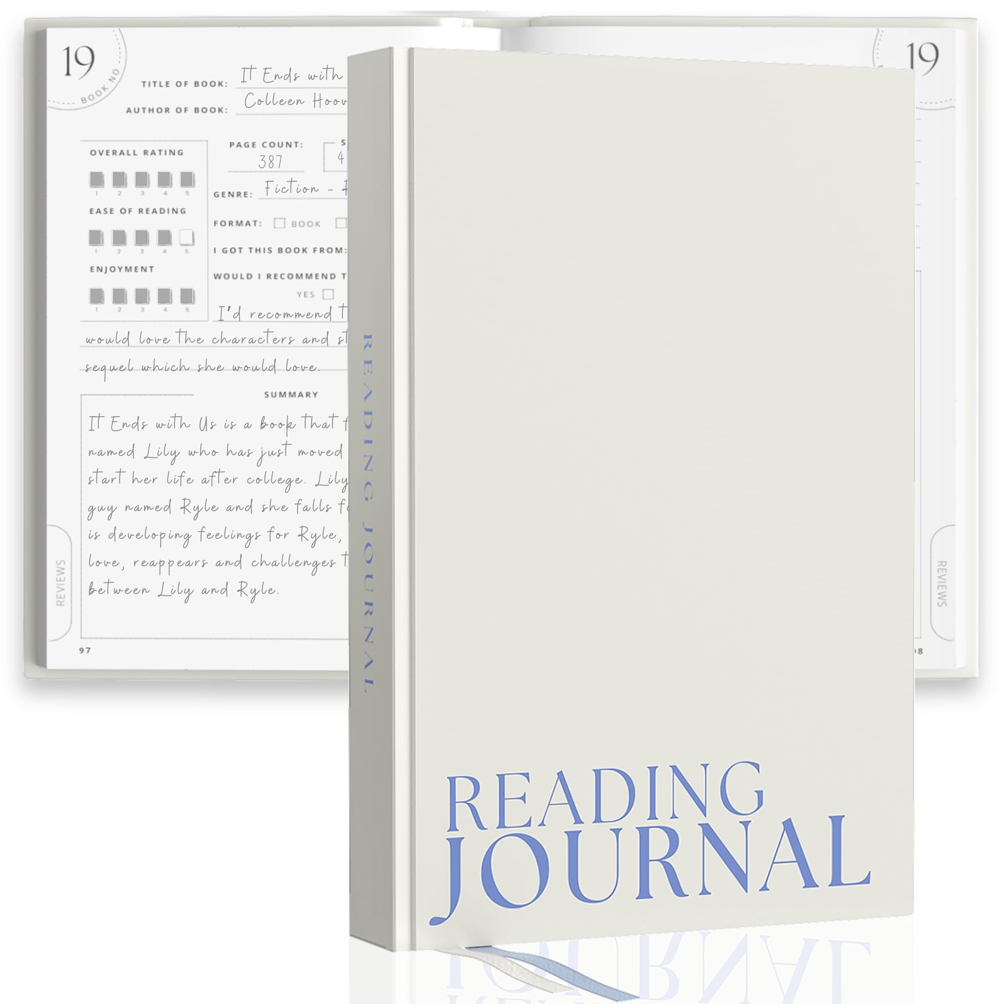 Reading Journal For Book Lovers - Journals to Review 55 Books - Ultimate Reader Kit with Tracker, Log, Challenge & Prompt Guides - Reading Accessories