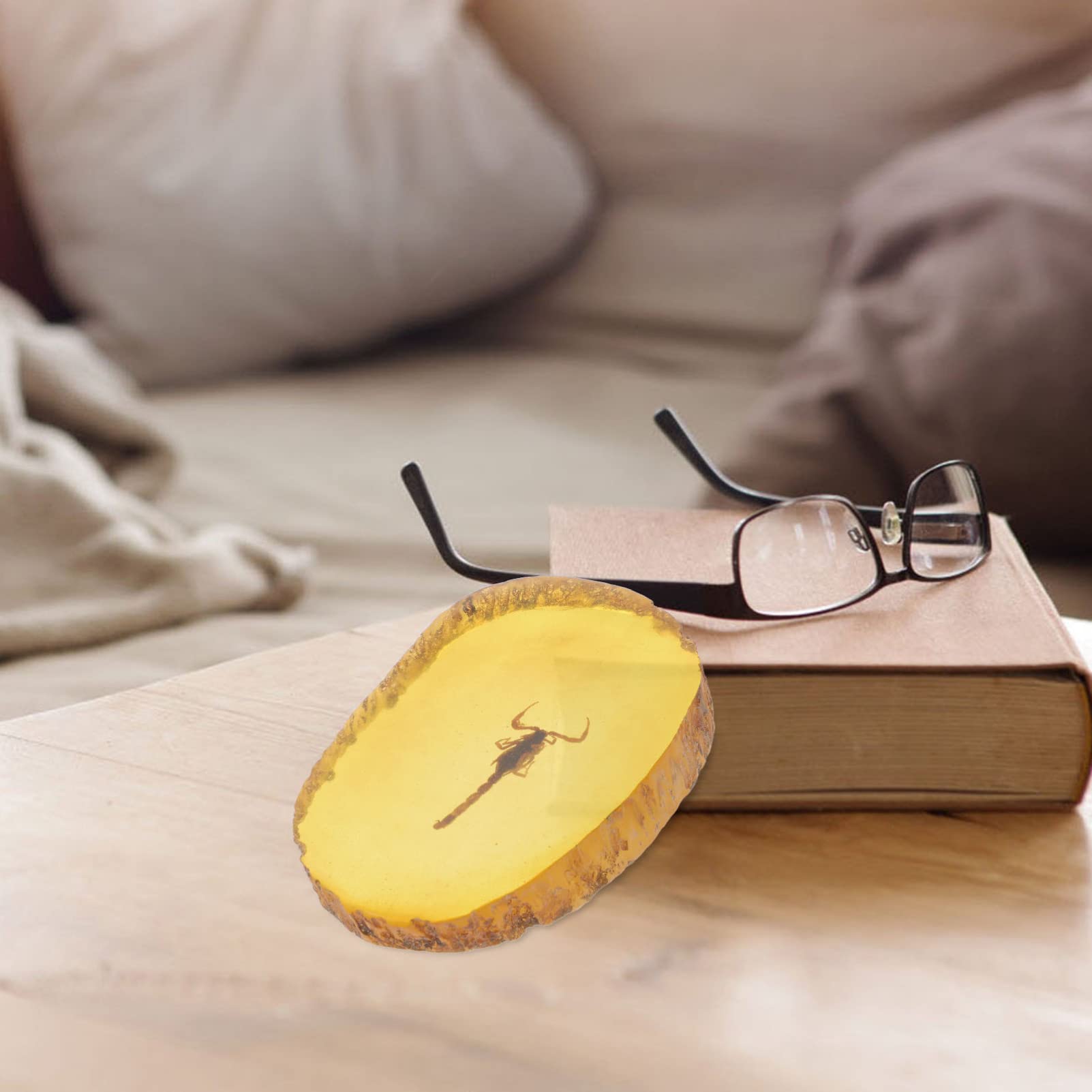 Unknown Collier Avec Pendentif En Ambre De La Baltique Incrusté D'insectes, Scorpions, Bambou, Vintage, Unisex, Or Bicolore 585/1000 (14 Cts), Collier, Necklace