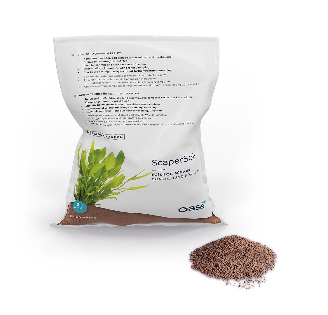 Oase ScraperLine Soil - Active Aquarium Soil for Live Plants With Active Substrate, Nutrient Buffering, and Optimised Grain Size - 9 Litres (8.1kg) - Brown — image 1