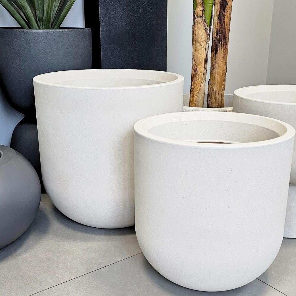 Gartenpflanze Fero Pflanztopf für Wohnzimmer und Terrasse, aus Polyethylen, wetterfest, modernes Design (Beige, 40x40 cm)